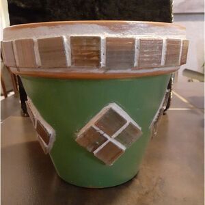 6" Hand Embellished Clay Pot